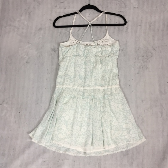 American Eagle Summer Dress Size 2 Country Cottage Straps Eyelet Lace Flare - Picture 2 of 12